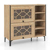 Rustic shoe cabinet in oak with flip-up see-through doors, adjustable shelves, and modern design for entryway storage.