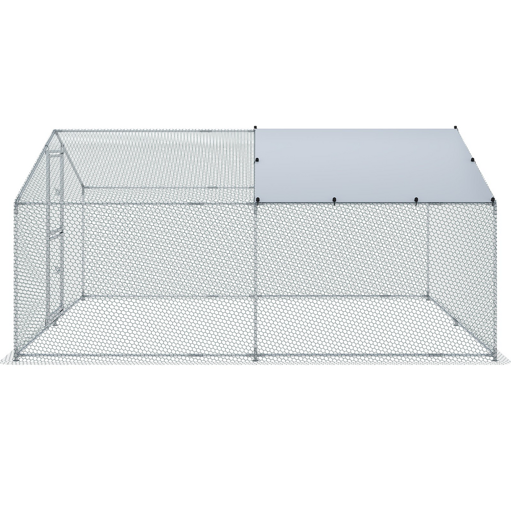 Vevor Metal Chicken Coop 13.1' x 9.8' x 6.4' Spire Walk In Run Waterproof Cover New