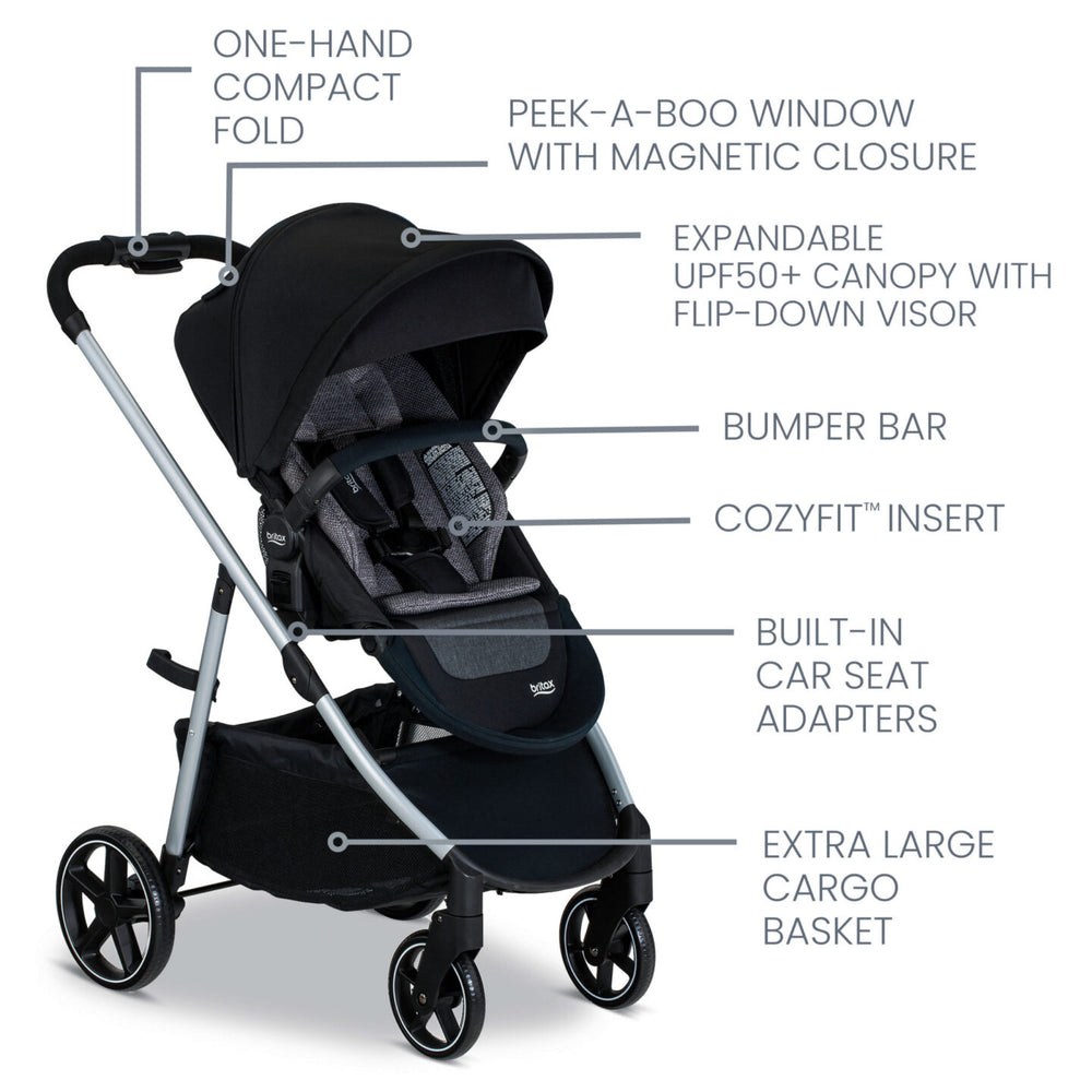Britax Stroller and Car Seat Combo Willow Grove SC Baby Travel System Alpine Base ClickTight New