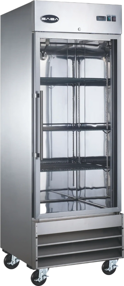 SABA S-23RG Commercial Refrigerator 23 cu. ft. Glass Door Display Reach-In Stainless Steel New