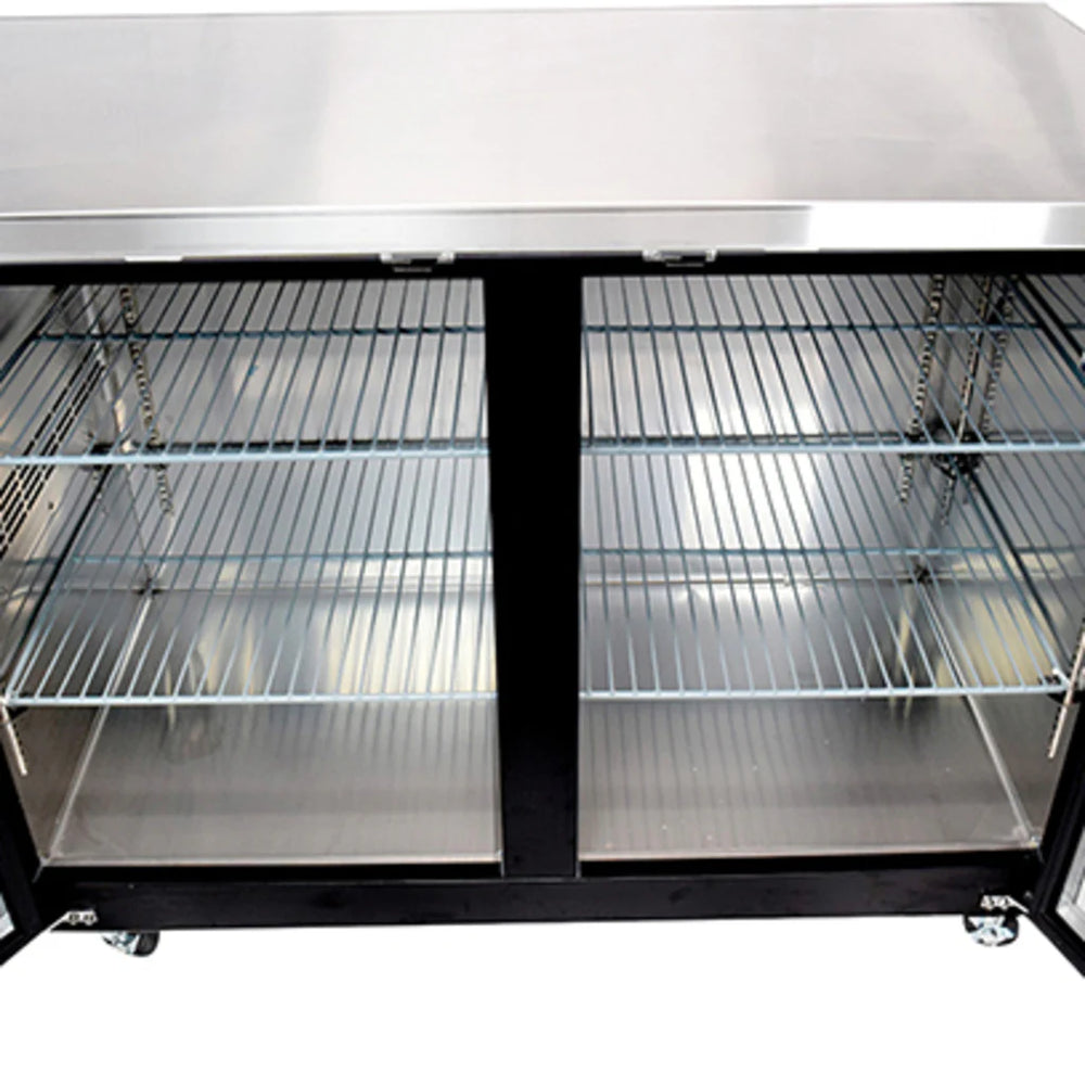 SABA Back Bar Cooler 58" Two Glass Door Stainless Steel SBB-27-58G New