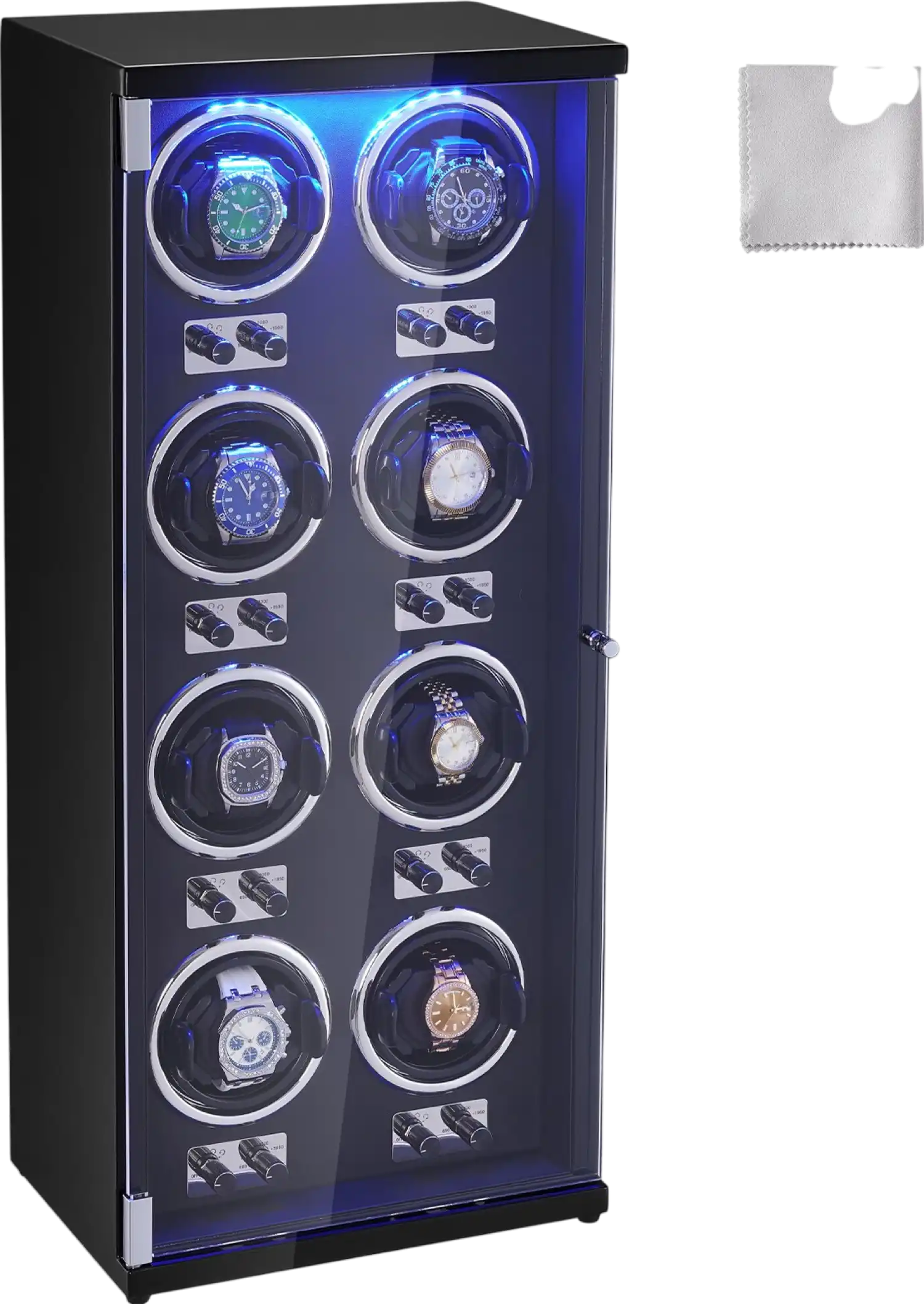 Vevor Watch Winder for 8 Automatic Watches with Ultra-Quiet Mabuchi Motors LED Light and and Dual Power New