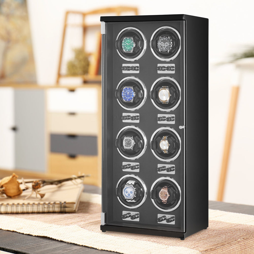 Vevor Watch Winder for 8 Automatic Watches with Ultra-Quiet Mabuchi Motors LED Light and and Dual Power New