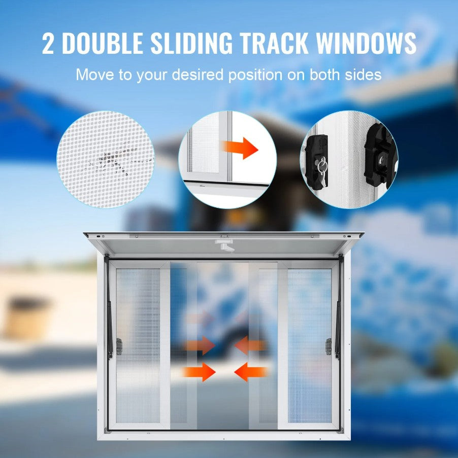Vevor Concession Serving Window 48"x36" with Awning and Screens for Food Truck/Stand New