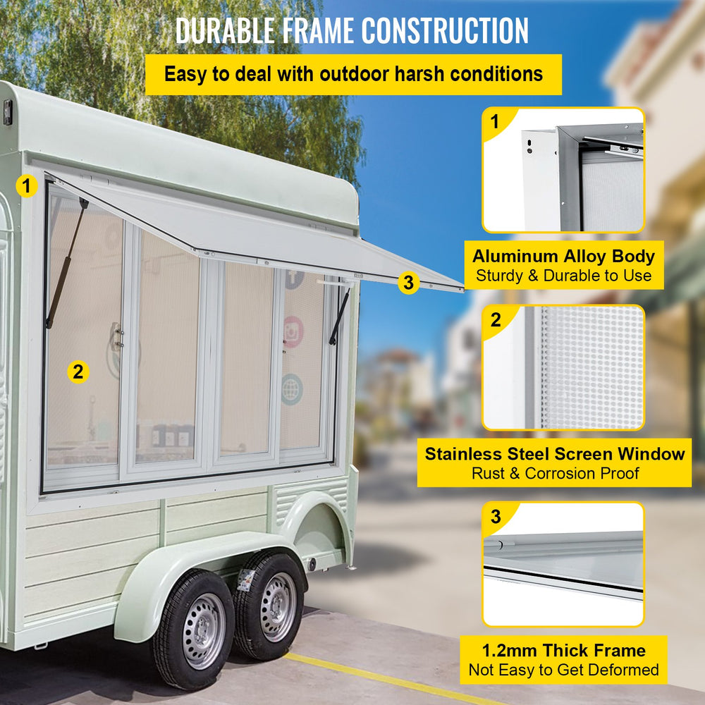 Vevor Concession Window 36" x 36" Aluminum Alloy Food Truck Service Window with 4 Sliding Screen Windows New