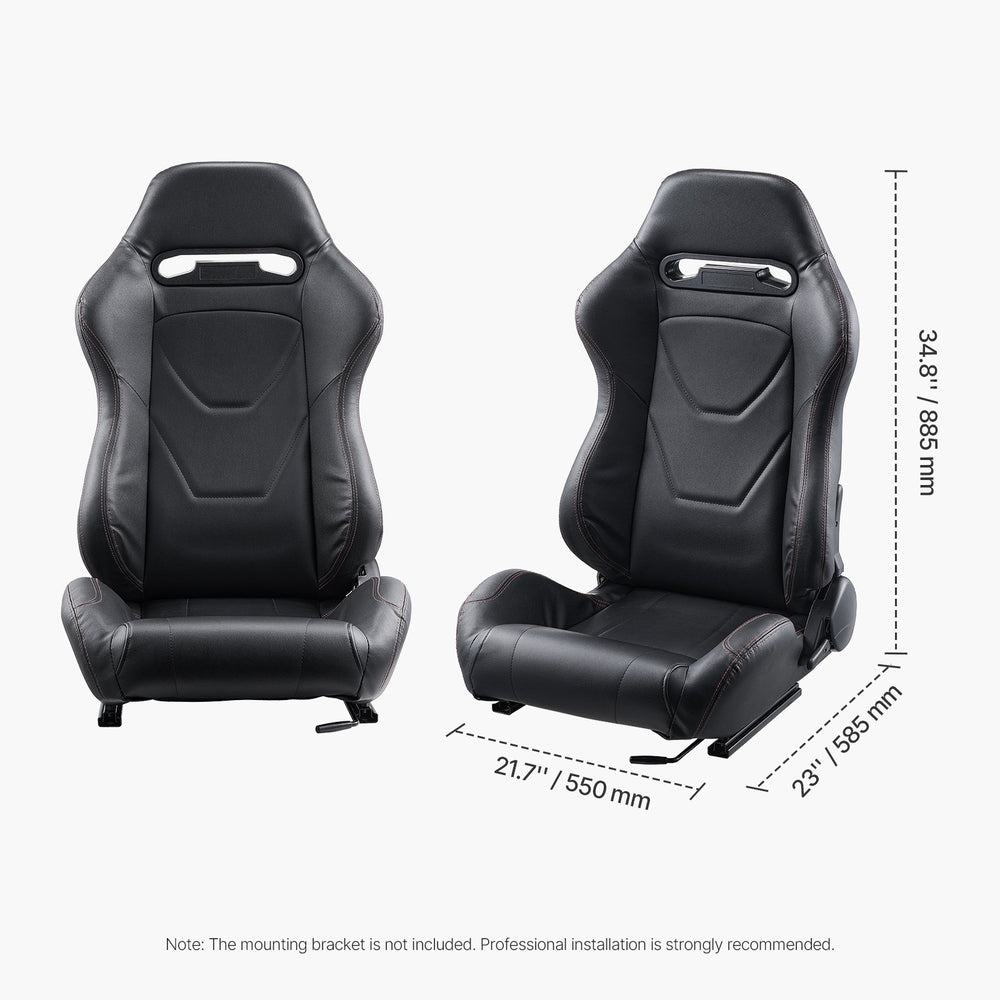Vevor Racing Seats Set of 2 PVC Leather Q235B Steel Frame Adjustable with Ergonomic Design New