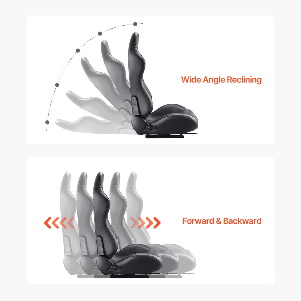 Vevor Racing Seats Set of 2 PVC Leather Q235B Steel Frame Adjustable with Ergonomic Design New