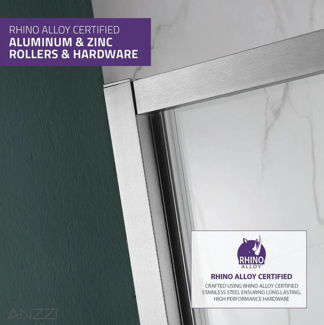 Anzzi SD-AZ052-02BN Halberd Shower Door 60" x 72" Sliding Tsunami Guard Tempered Glass New