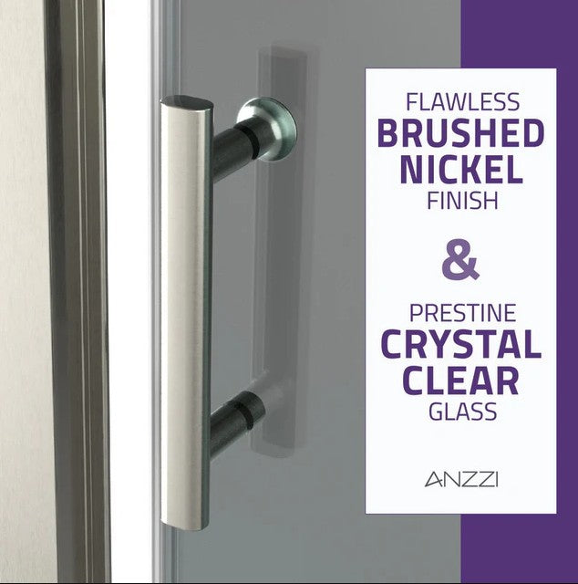 Anzzi SD-AZ052-02BN Halberd Shower Door 60" x 72" Sliding Tsunami Guard Tempered Glass New