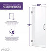 Anzzi SD-AZ09-02MB Fellow Shower Door 30" x 72" Frameless Hinged Tempered Glass New
