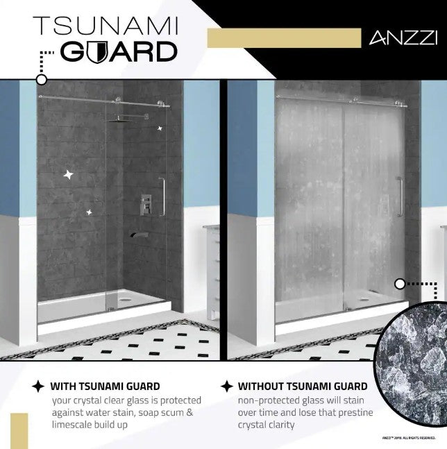 Anzzi SD-AZ09-02MB Fellow Shower Door 30" x 72" Frameless Hinged Tempered Glass New