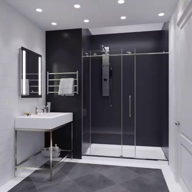 Anzzi SD-AZ13-02BN-T Madam Shower Door 60" x 76" Sliding Frameless Tinted Glass Brushed Nickel New
