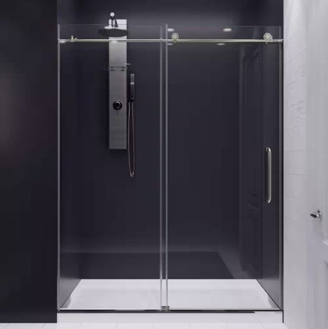 Anzzi SD-AZ13-02BN-T Madam Shower Door 60" x 76" Sliding Frameless Tinted Glass Brushed Nickel New