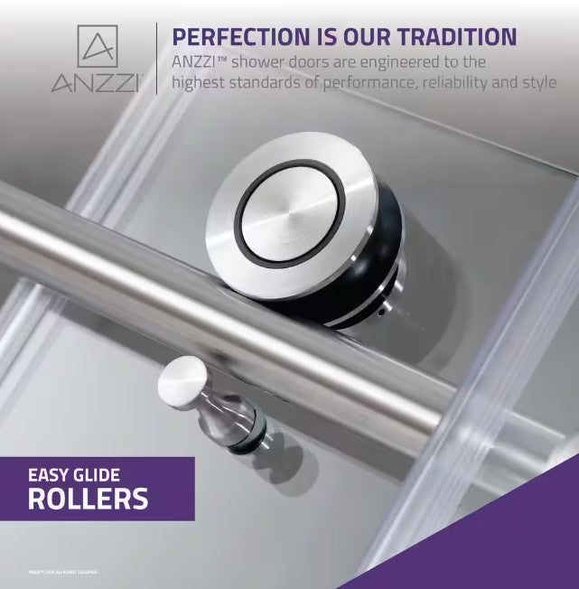 Anzzi SD-AZ13-02BN-T Madam Shower Door 60" x 76" Sliding Frameless Tinted Glass Brushed Nickel New