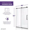 Anzzi SD-AZ13-02BN-T Madam Shower Door 60" x 76" Sliding Frameless Tinted Glass Brushed Nickel New