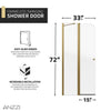 Anzzi SD-AZ14-01BG Romance Shower Door 72" x 33.5" Frameless Swinging Tempered Glass New
