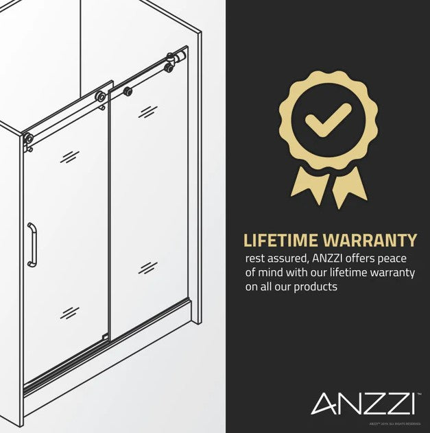 Anzzi SD-AZ14-01BN Romance Shower Door 72" x 33.5" Frameless Swinging Tempered Glass New