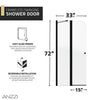Anzzi SD-AZ14-01MB Romance Shower Door 72" x 33.5" Frameless Swinging Tempered Glass New
