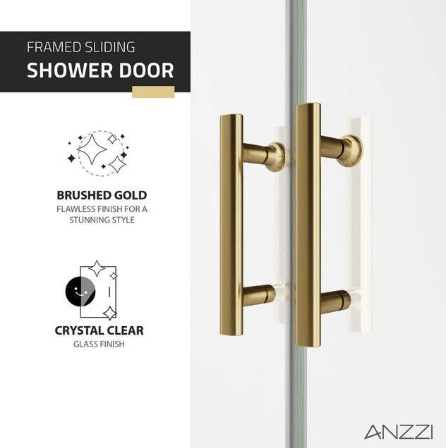 Anzzi SD-AZ15-01BG Enchant Shower Door 70" x 60.4" Sliding Framed Tempered Glass New