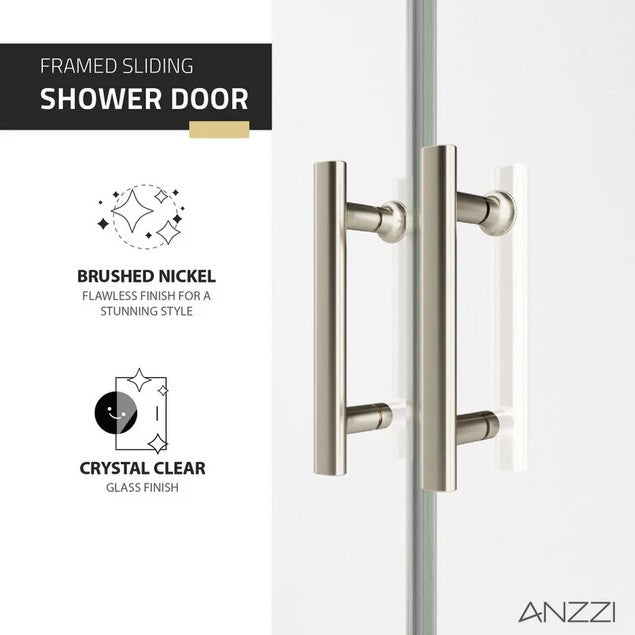 Anzzi SD-AZ15-01BN Enchant Shower Door 70" x 60.4" Sliding Framed Tempered Glass New