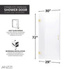 Anzzi SD-AZ09-02BG Fellow Shower Door 30" x 72" Frameless Hinged Tempered Glass Brushed Gold New