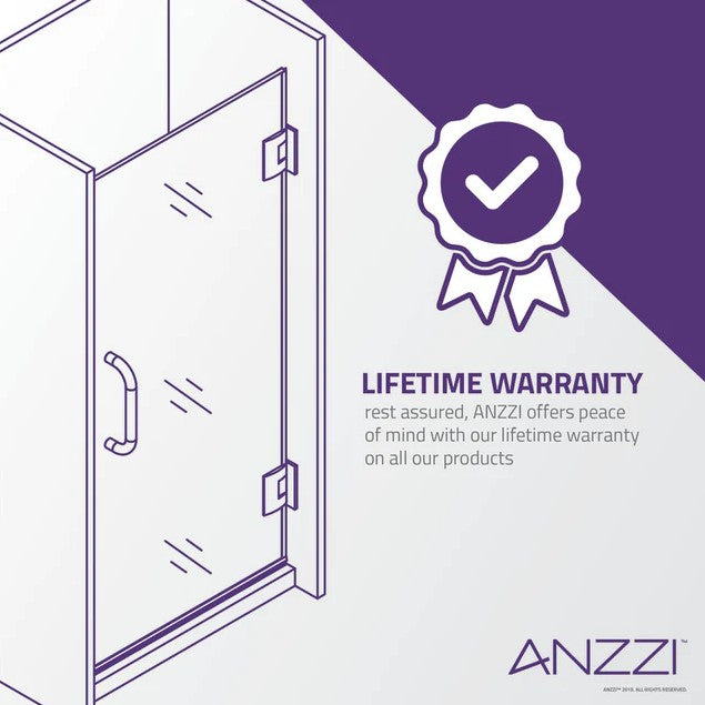 Anzzi SD-AZ09-02BN Fellow Shower Door 30" x 72" Frameless Hinged Tempered Glass Brushed Nickel New