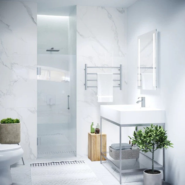 Anzzi SD-AZ09-02BN Fellow Shower Door 30" x 72" Frameless Hinged Tempered Glass Brushed Nickel New