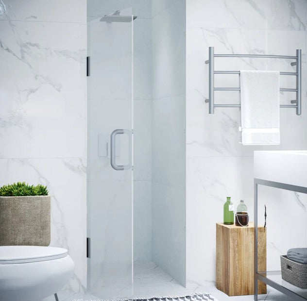 Anzzi SD-AZ09-02BN Fellow Shower Door 30" x 72" Frameless Hinged Tempered Glass Brushed Nickel New