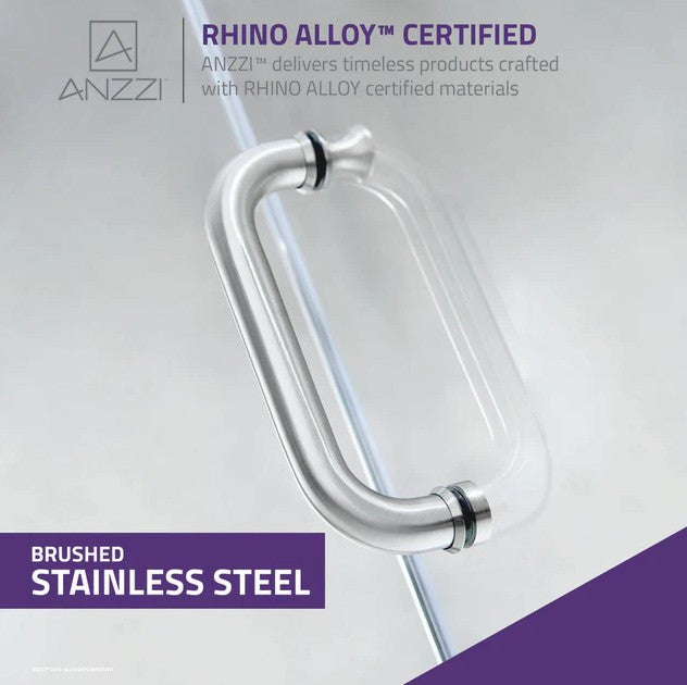 Anzzi SD-AZ09-02BN Fellow Shower Door 30" x 72" Frameless Hinged Tempered Glass Brushed Nickel New