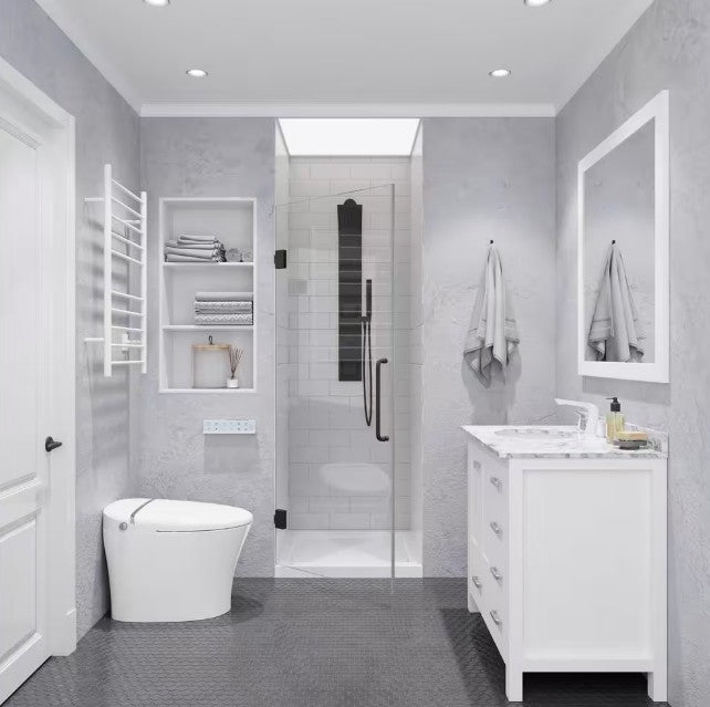 Anzzi SD-AZ09-02GB Fellow Series Shower Door 30" x 72" Frameless Hinged Tempered Deco Glass New