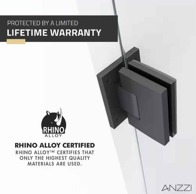 Anzzi SD-AZ09-02GB Fellow Series Shower Door 30" x 72" Frameless Hinged Tempered Deco Glass New