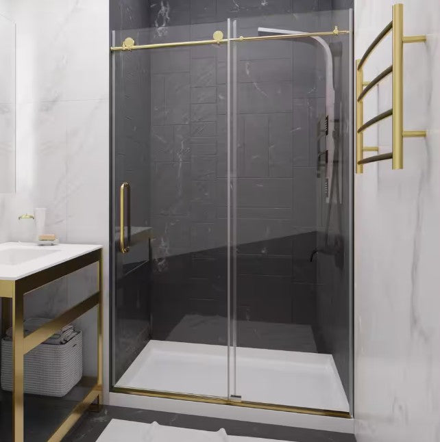 Anzzi SD-AZ8077-01BG Leon Shower Door 48" x 76" Sliding Frameless Tempered Glass New