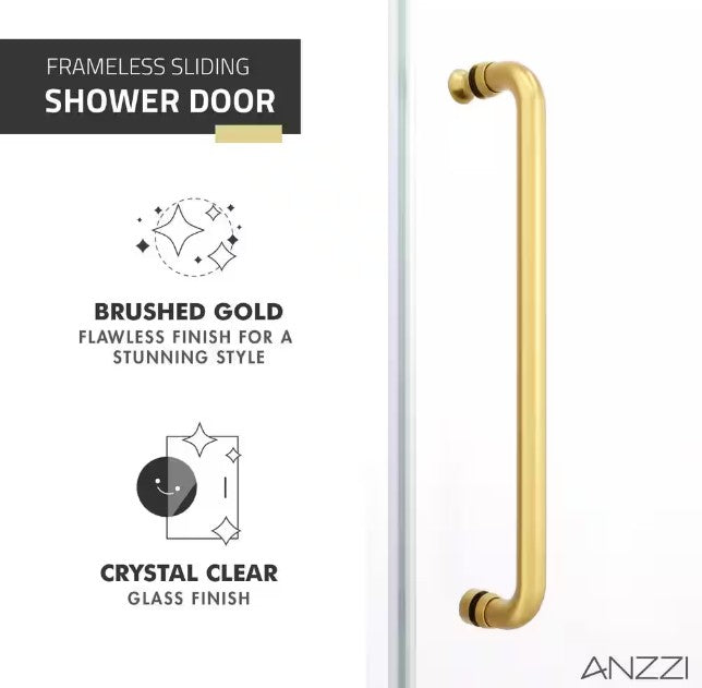 Anzzi SD-AZ8077-01BG Leon Shower Door 48" x 76" Sliding Frameless Tempered Glass New