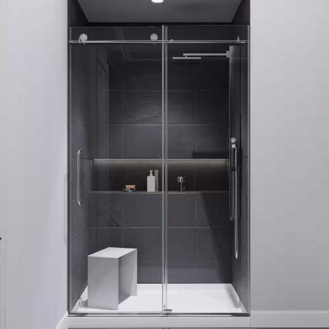 Anzzi SD-AZ8077-01CH Leon Shower Door 48" x 76" Sliding Frameless Tempered Glass New
