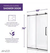 Anzzi SD-AZ8077-01CH Leon Shower Door 48" x 76" Sliding Frameless Tempered Glass New