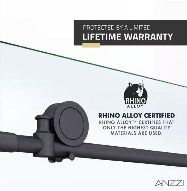 Anzzi SD-AZ8077-01GB Leon Shower Door 48" x 76" Sliding Frameless Tempered Glass New
