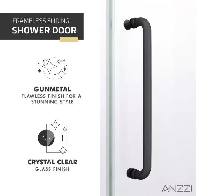 Anzzi SD-AZ8077-01GB Leon Shower Door 48" x 76" Sliding Frameless Tempered Glass New