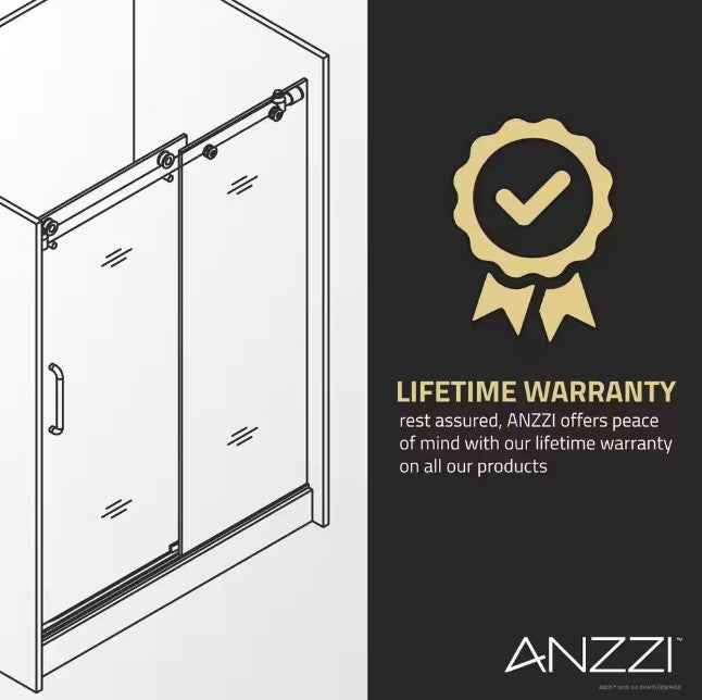 Anzzi SD-AZ13-01MB Madam Shower Door 48" x 76" Sliding Frameless Tempered Glass Matte Black New
