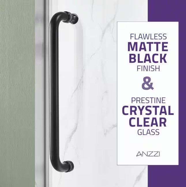 Anzzi SD-AZ8077-02MB Leon Shower Door 60" x 76" Sliding Frameless Tempered Glass New