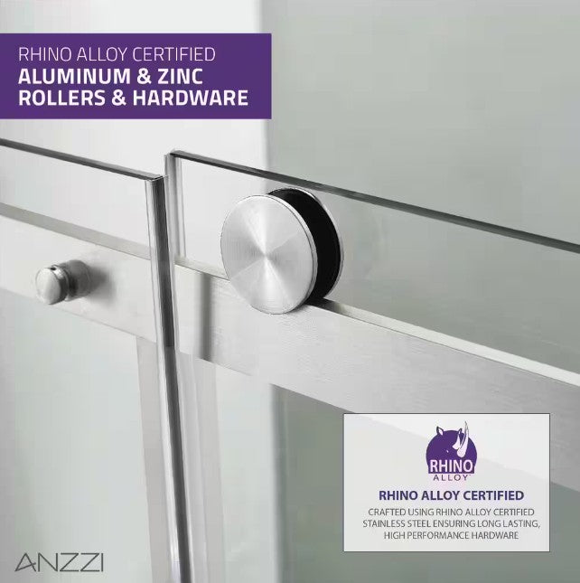 Anzzi SD-FRLS05701BN Rhodes Shower Door 48" x 76" Sliding Frameless Tempered Glass New