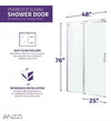 Anzzi SD-FRLS05701CH Rhodes Shower Door 48" x 76" Sliding Frameless Tempered Glass New