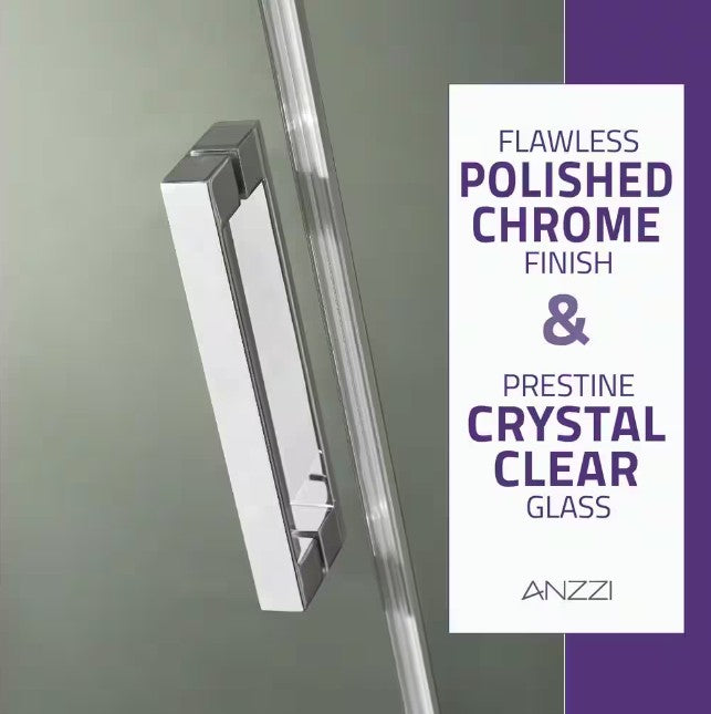 Anzzi SD-FRLS05701CH Rhodes Shower Door 48" x 76" Sliding Frameless Tempered Glass New