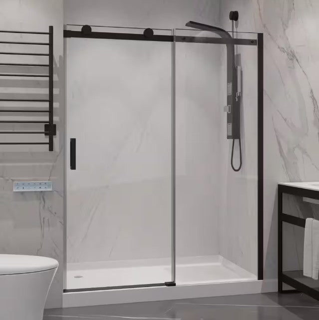 Anzzi SD-FRLS05701MB Rhodes Shower Door 48" x 76" Sliding Frameless Tempered Glass New