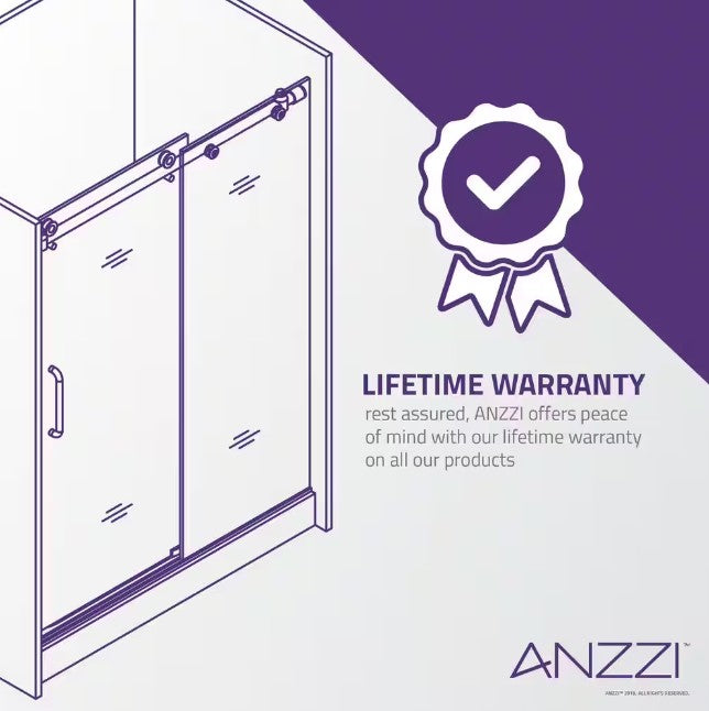 Anzzi SD-FRLS05701MB Rhodes Shower Door 48" x 76" Sliding Frameless Tempered Glass New
