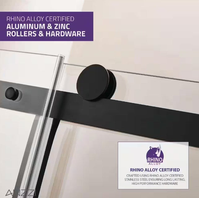 Anzzi SD-FRLS05701MB Rhodes Shower Door 48" x 76" Sliding Frameless Tempered Glass New