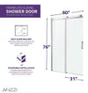 Anzzi SD-FRLS05702BN Rhodes Shower Door 60" x 76" Sliding Frameless Tempered Glass New