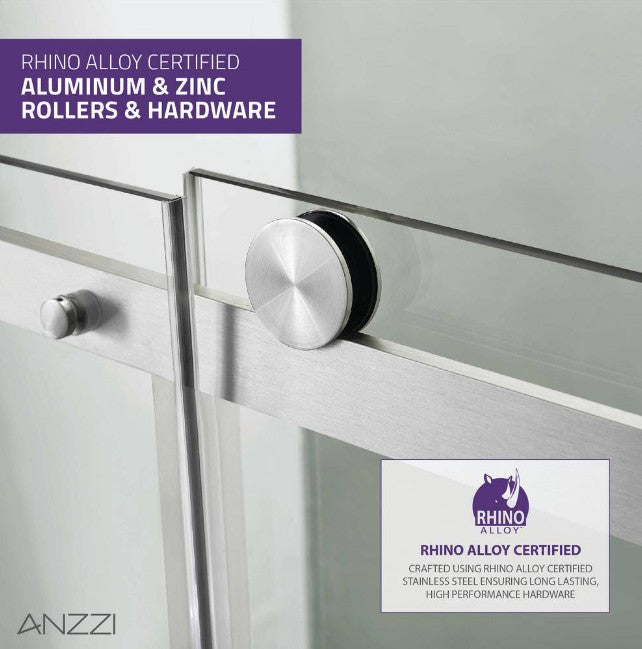 Anzzi SD-FRLS05702BN Rhodes Shower Door 60" x 76" Sliding Frameless Tempered Glass New
