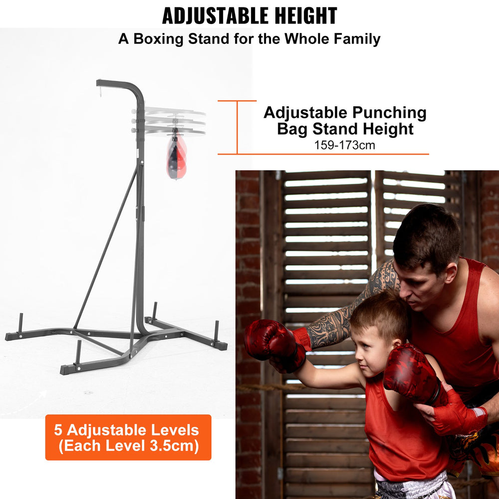 Vevor Punching Bag Stand 2-in-1 Adjustable Height Steel Rack for Heavy Bag and Speed Bag Holds Up to 400 Lbs. New