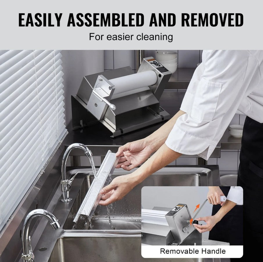 Vevor Manual Dough Sheeter Machine 0–0.5" Adjustable Thickness Stainless Steel Pastry Roller New