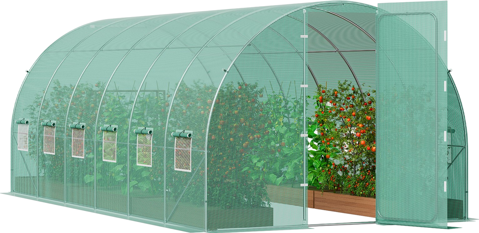 Vevor Walk-In Tunnel Greenhouse 19.36' x 9.68' x 7.4' with Galvanized Frame and PE Cover New
